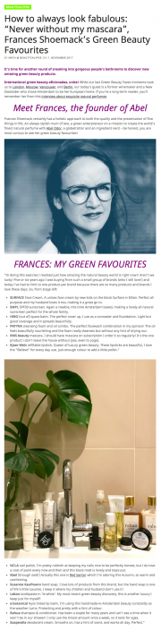Beautycalypse, November 2017, Itw with Frances Shoemack, Abel, Rahua, NCLA, Susanne Kaufmann, Hiro, RMS, KW, SW